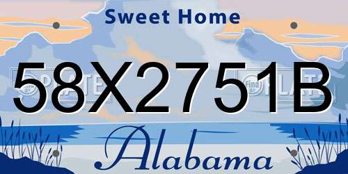 58X2751B Alabama License Plate