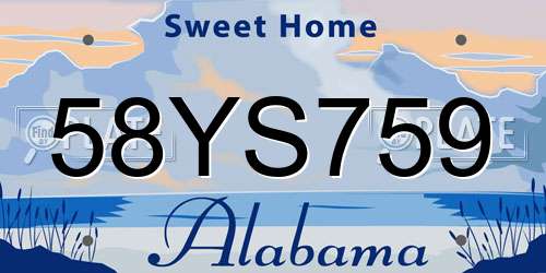 58YS759 Alabama License Plate