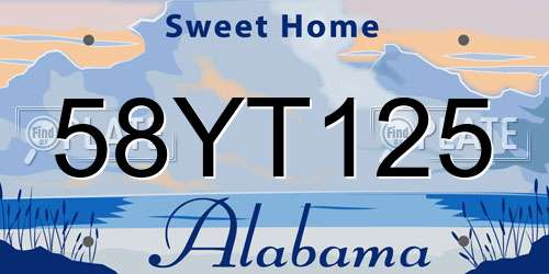 58YT125 Alabama License Plate