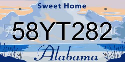 58YT282 Alabama License Plate