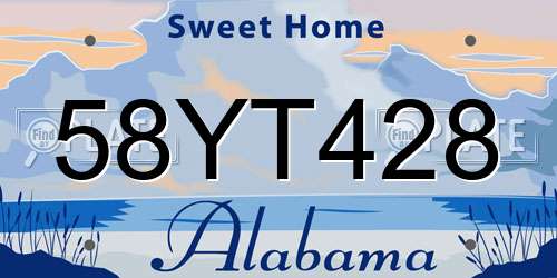 58YT428 Alabama License Plate