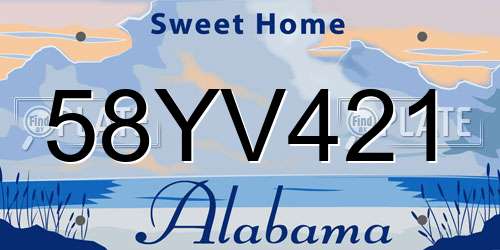 58YV421 Alabama License Plate