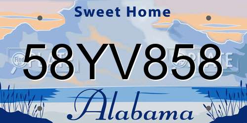 58YV858 Alabama License Plate