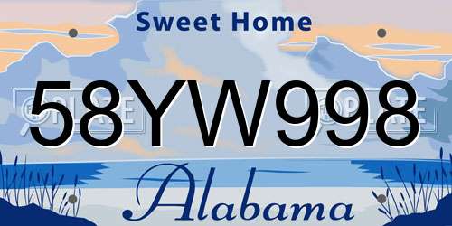 58YW998 Alabama License Plate