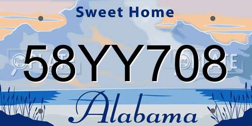 58YY708 Alabama License Plate