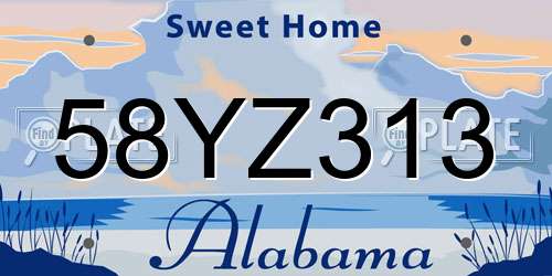 58YZ313 Alabama License Plate