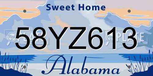 58YZ613 Alabama License Plate