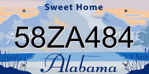 58ZA484 Alabama License Plate