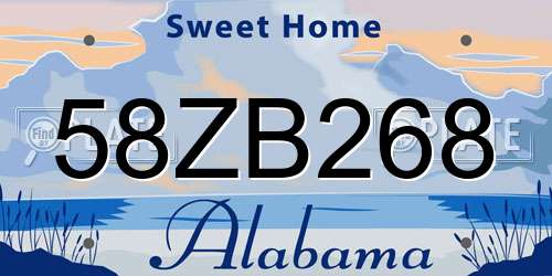 58ZB268 Alabama License Plate