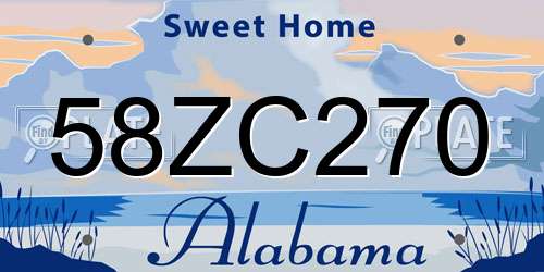 58ZC270 Alabama License Plate