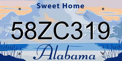 58ZC319 Alabama License Plate