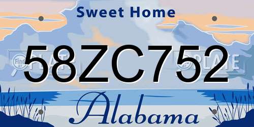 58ZC752 Alabama License Plate