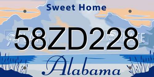 58ZD228 Alabama License Plate