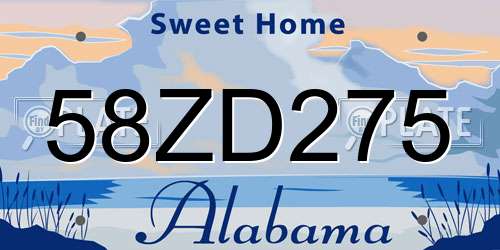 58ZD275 Alabama License Plate