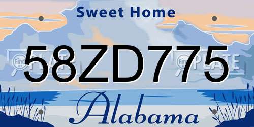 58ZD775 Alabama License Plate