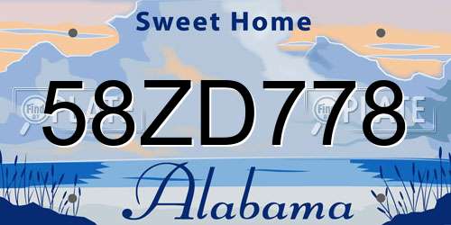 58ZD778 Alabama License Plate