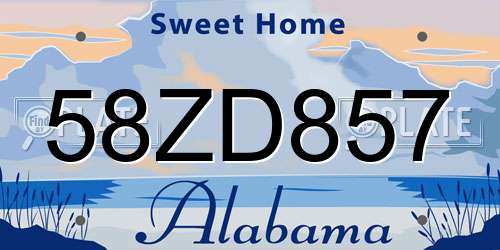 58ZD857 Alabama License Plate