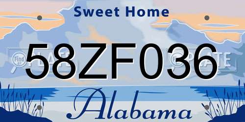 58ZF036 Alabama License Plate