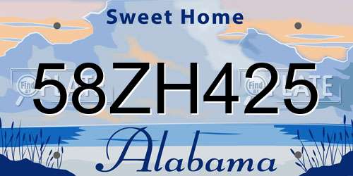 58ZH425 Alabama License Plate