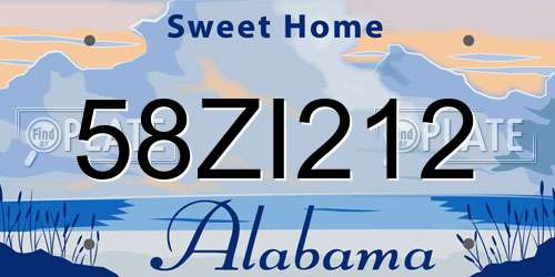 58ZI212 Alabama License Plate