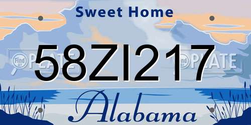 58ZI217 Alabama License Plate