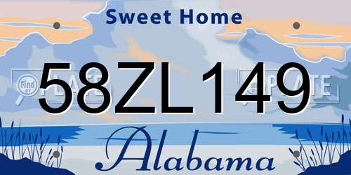 58ZL149 Alabama License Plate