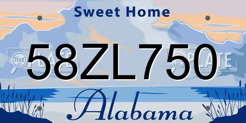 58ZL750 Alabama License Plate