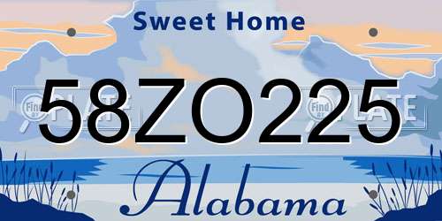58ZO225 Alabama License Plate