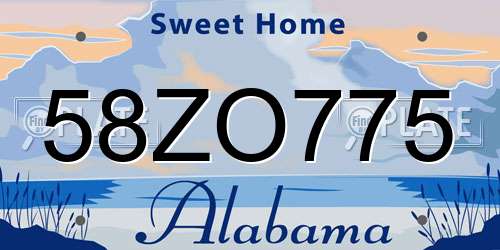 58ZO775 Alabama License Plate