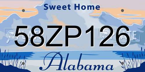 58ZP126 Alabama License Plate