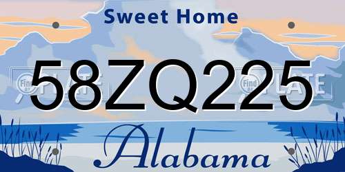 58ZQ225 Alabama License Plate