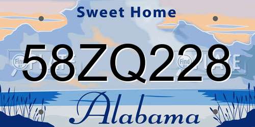 58ZQ228 Alabama License Plate