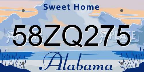 58ZQ275 Alabama License Plate
