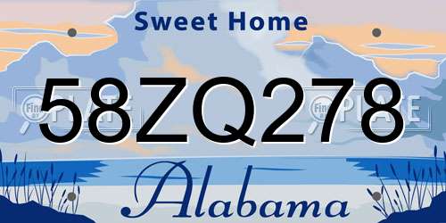 58ZQ278 Alabama License Plate