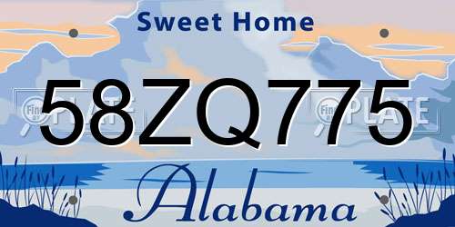 58ZQ775 Alabama License Plate