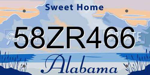 58ZR466 Alabama License Plate