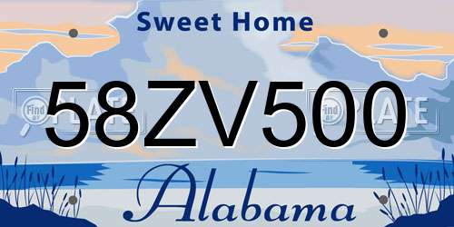 58ZV500 Alabama License Plate