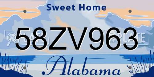 58ZV963 Alabama License Plate