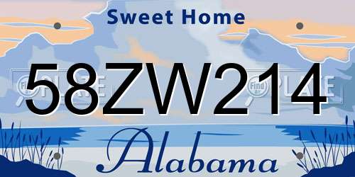 58ZW214 Alabama License Plate