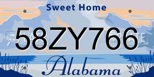 58ZY766 Alabama License Plate