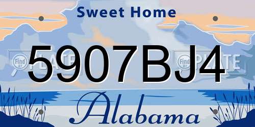 5907BJ4 Alabama License Plate