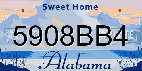 5908BB4 Alabama License Plate