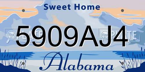 5909AJ4 Alabama License Plate