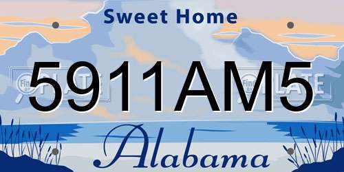 5911AM5 Alabama License Plate