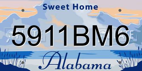 5911BM6 Alabama License Plate