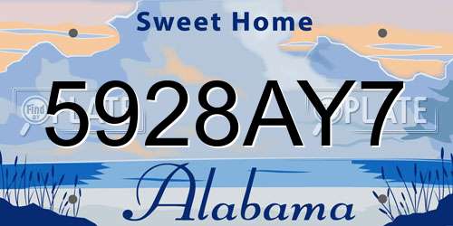 5928AY7 Alabama License Plate