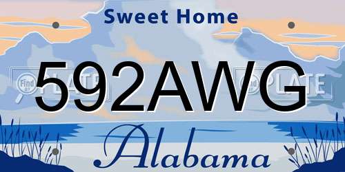 592AWG Alabama License Plate