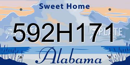 592H171 Alabama License Plate