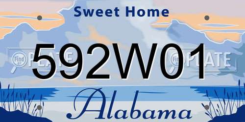 592W01 Alabama License Plate