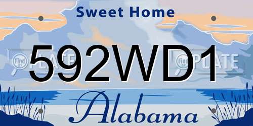 592WD1 Alabama License Plate